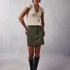 Clothing Rouje | Adile Skirt Khaki Chevron