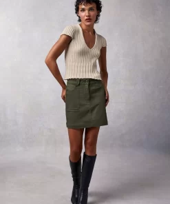 Clothing Rouje | Adile Skirt Khaki Chevron