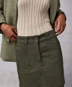 Clothing Rouje | Adile Skirt Khaki Chevron
