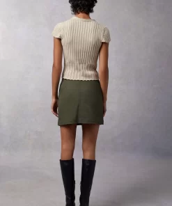 Clothing Rouje | Adile Skirt Khaki Chevron