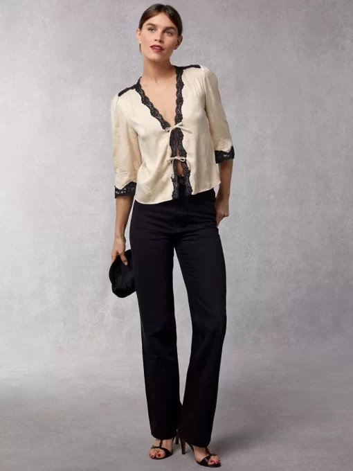 Clothing Rouje | Aldo Top Upcycled Jacquard Creme