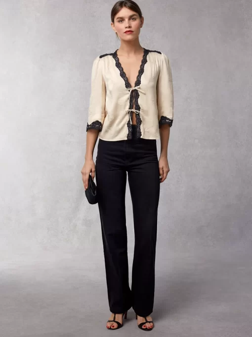 Clothing Rouje | Aldo Top Upcycled Jacquard Creme