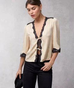 Clothing Rouje | Aldo Top Upcycled Jacquard Creme