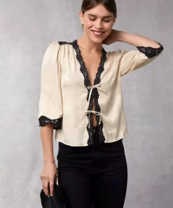 Clothing Rouje | Aldo Top Upcycled Jacquard Creme