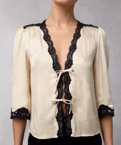 Clothing Rouje | Aldo Top Upcycled Jacquard Creme