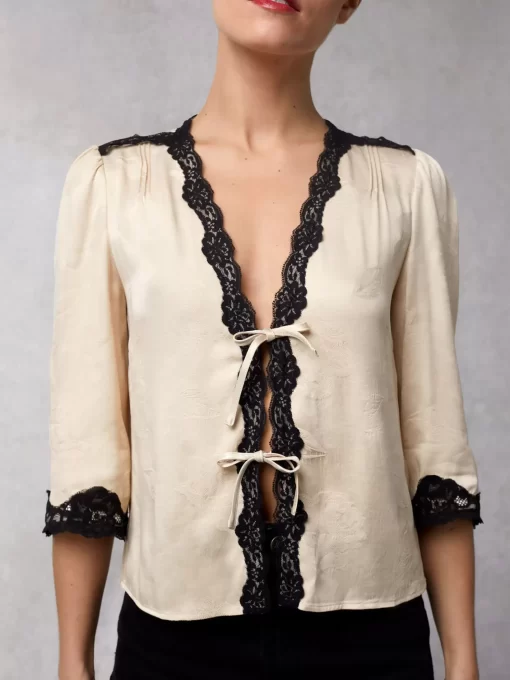 Clothing Rouje | Aldo Top Upcycled Jacquard Creme