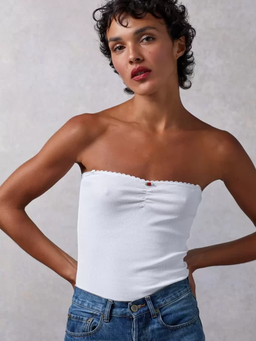 Clothing Rouje | Alexa Top Uni Blanc