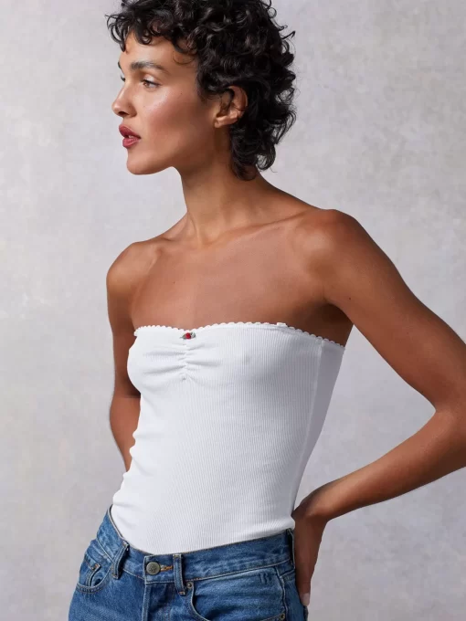 Clothing Rouje | Alexa Top Uni Blanc
