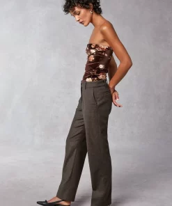 Clothing Rouje | Amale Pants Upcycled Mini Chevron Marron