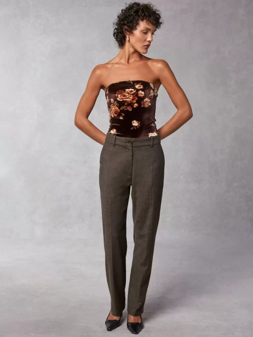 Clothing Rouje | Amale Pants Upcycled Mini Chevron Marron