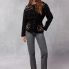 Clothing Rouje | Atlas Cardigan Brode Noir
