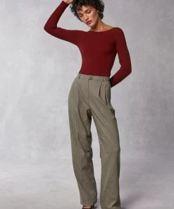 Clothing Rouje | Billie Pants Upcycled Pied De Poule Marron
