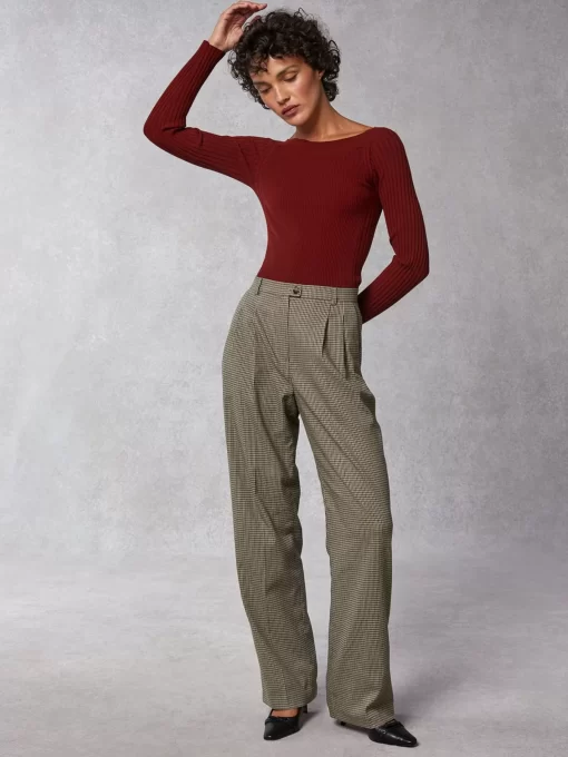 Clothing Rouje | Billie Pants Upcycled Pied De Poule Marron