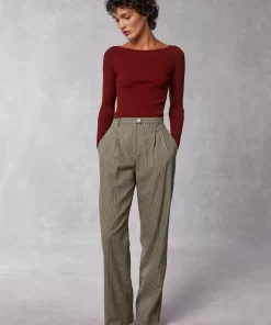 Clothing Rouje | Billie Pants Upcycled Pied De Poule Marron