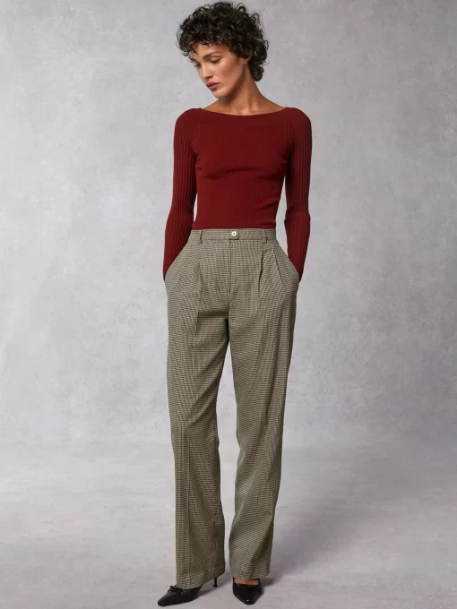 Clothing Rouje | Billie Pants Upcycled Pied De Poule Marron