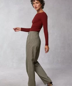 Clothing Rouje | Billie Pants Upcycled Pied De Poule Marron