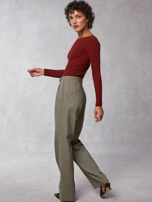 Clothing Rouje | Billie Pants Upcycled Pied De Poule Marron