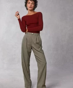 Clothing Rouje | Billie Pants Upcycled Pied De Poule Marron