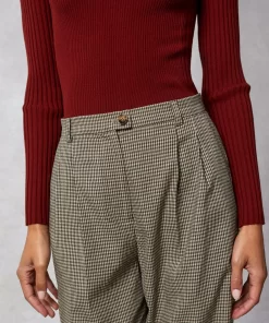 Clothing Rouje | Billie Pants Upcycled Pied De Poule Marron
