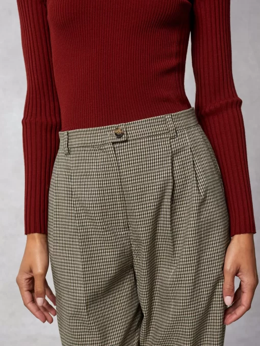 Clothing Rouje | Billie Pants Upcycled Pied De Poule Marron
