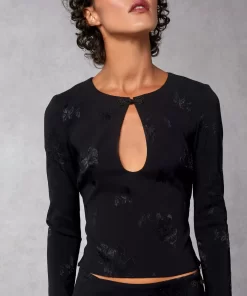 Clothing Rouje | Cammie Top Black Jacquard