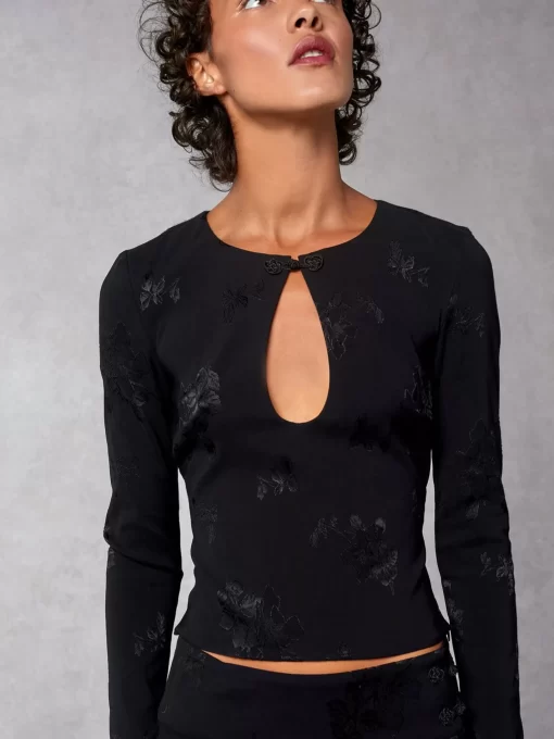 Clothing Rouje | Cammie Top Black Jacquard