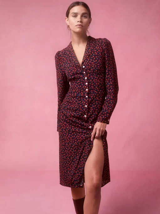 Clothing Rouje | Clementine Dress Dimanche Bucolique Marine