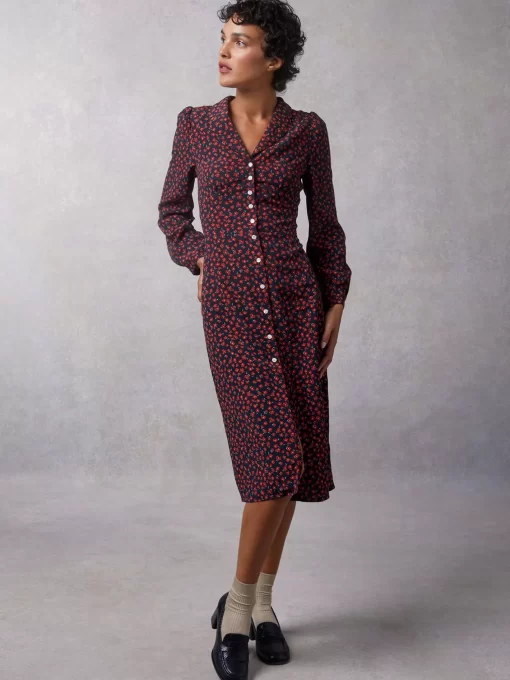 Clothing Rouje | Clementine Dress Dimanche Bucolique Marine