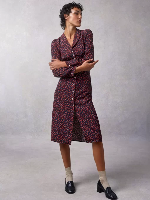 Clothing Rouje | Clementine Dress Dimanche Bucolique Marine