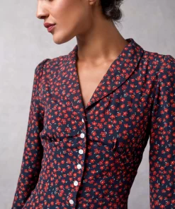 Clothing Rouje | Clementine Dress Dimanche Bucolique Marine