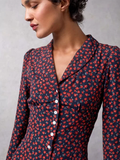 Clothing Rouje | Clementine Dress Dimanche Bucolique Marine