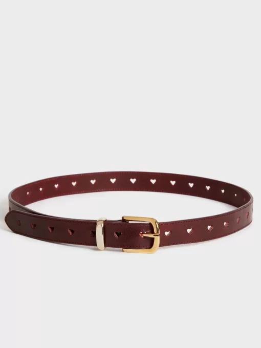 Accessories Rouje | Coeur Belt Cuir Bordeaux