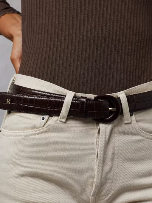 Accessories Rouje | Cooper Belt Croco Chocolat