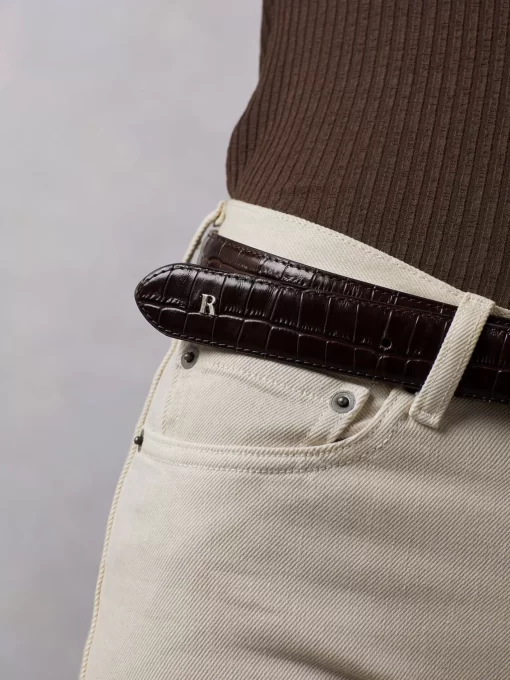 Accessories Rouje | Cooper Belt Croco Chocolat