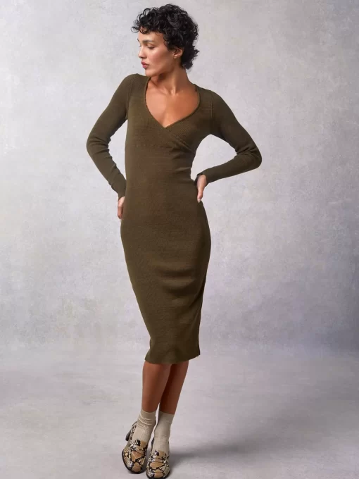 Clothing Rouje | Elisa Dress Uni Kaki