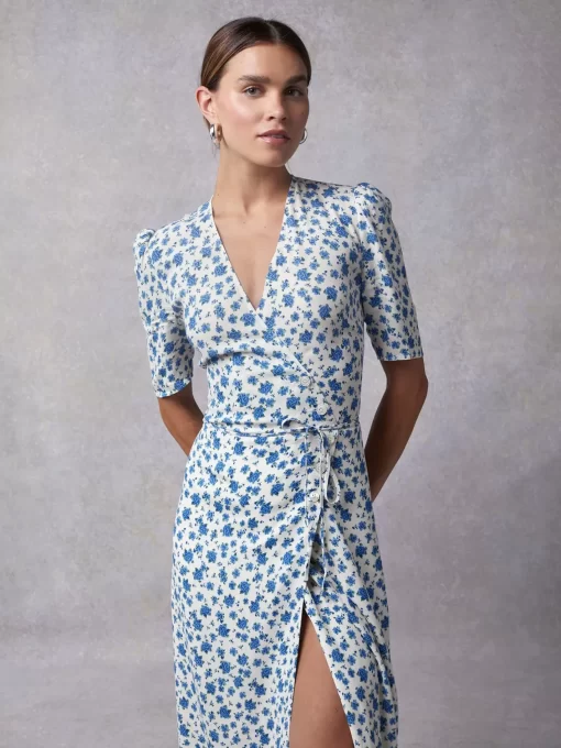 Clothing Rouje | Gabin Dress Periwinkle Ecru