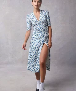 Clothing Rouje | Gabin Dress Periwinkle Ecru