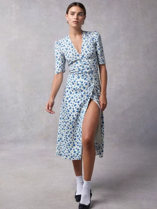 Clothing Rouje | Gabin Dress Periwinkle Ecru
