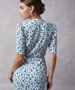Clothing Rouje | Gabin Dress Periwinkle Ecru