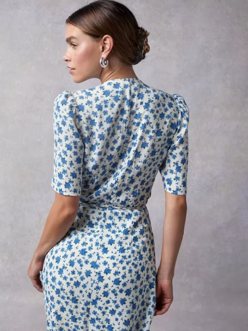 Clothing Rouje | Gabin Dress Periwinkle Ecru