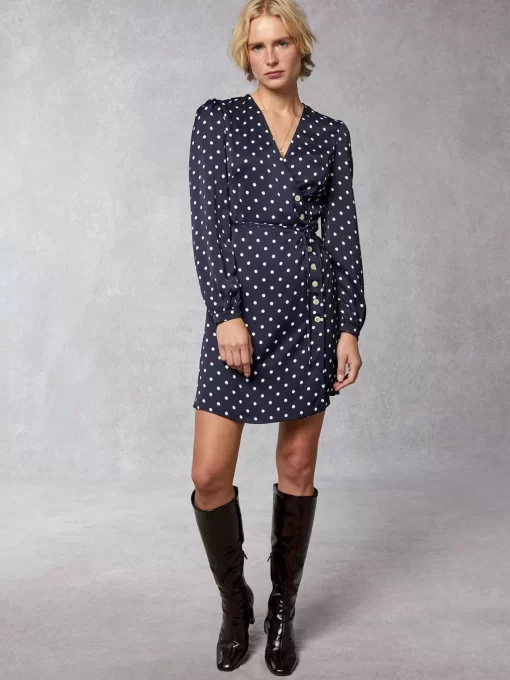 Clothing Rouje | Gabinette Dress Pois Marine