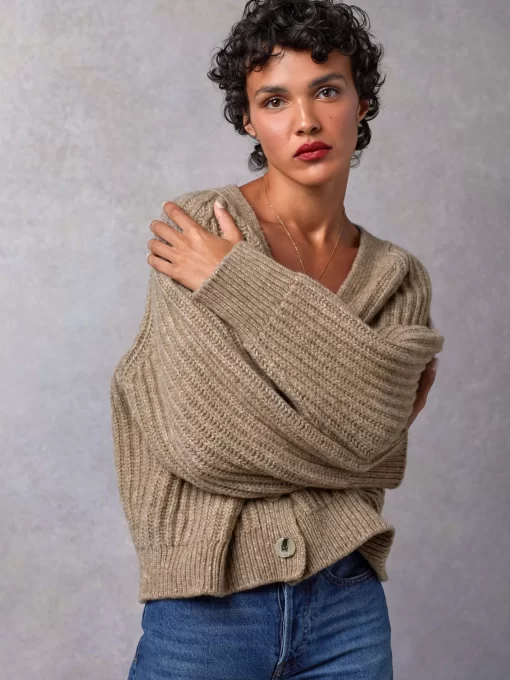 Clothing Rouje | Gaela Cardigan Uni Taupe