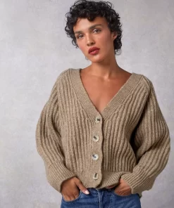 Clothing Rouje | Gaela Cardigan Uni Taupe