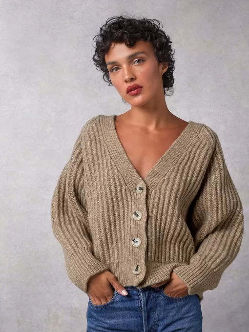 Clothing Rouje | Gaela Cardigan Uni Taupe