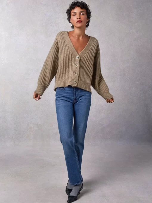 Clothing Rouje | Gaela Cardigan Uni Taupe