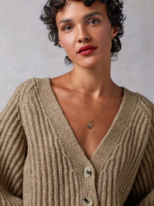 Clothing Rouje | Gaela Cardigan Uni Taupe