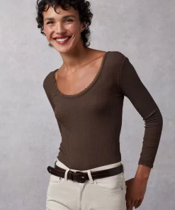 Clothing Rouje | Gio Top Uni Marron Glace