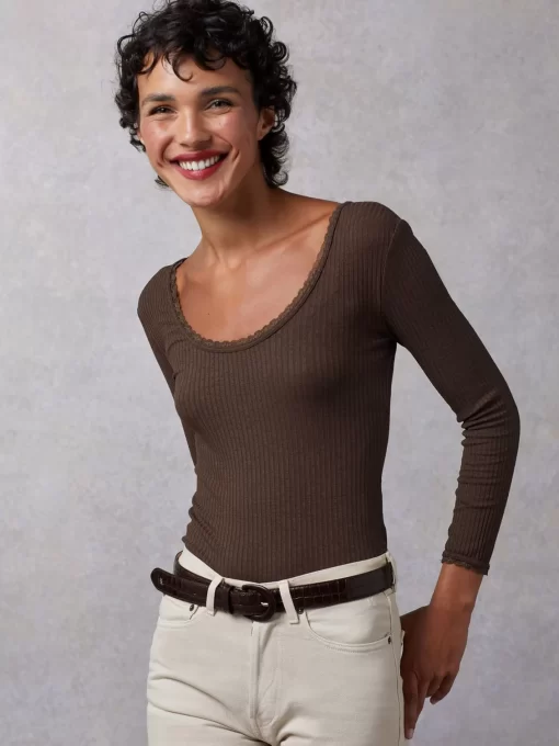 Clothing Rouje | Gio Top Uni Marron Glace