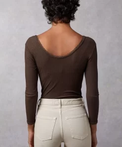 Clothing Rouje | Gio Top Uni Marron Glace