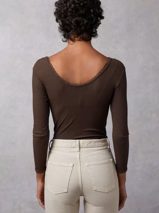 Clothing Rouje | Gio Top Uni Marron Glace